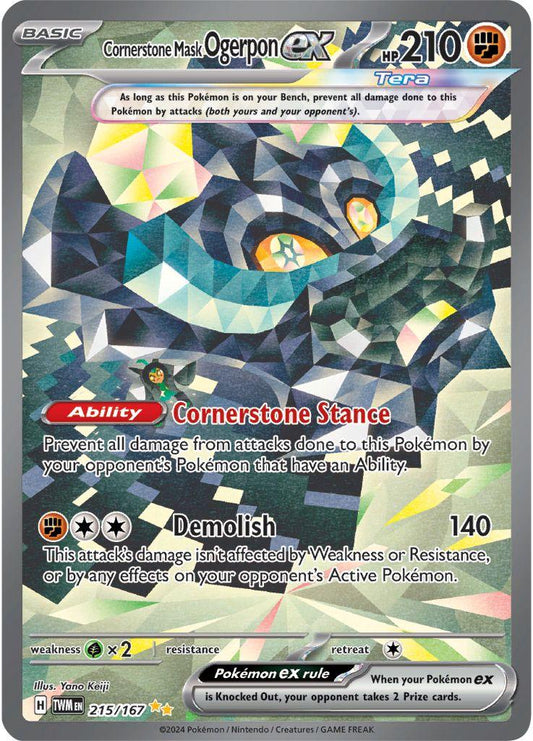 POKEMON CORNERSTONE MASK OGERPON EX 215 / 167 TWILIGHT MASQUERADE SIR SPECIAL ILLUSTRATION RARE - NEAR MINT