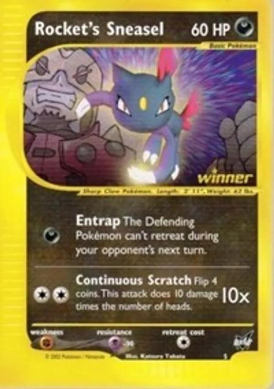 POKEMON ROCKETS SNEASEL (WINNER)  #5 BEST OF GAME PROMO STAMPED - MODERATELY PLAYED