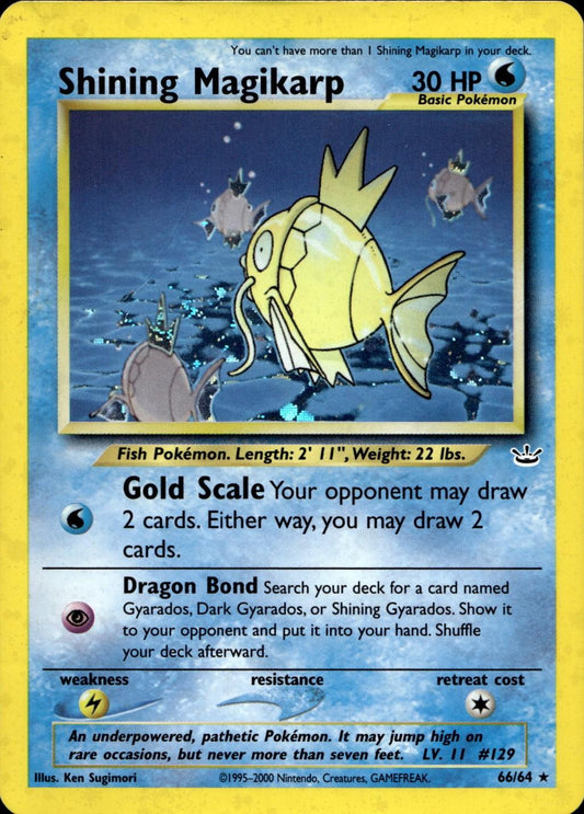 POKEMON SHINING MAGIKARP 66 / 64 NEO REVELATION HOLO SECRET RARE - MODERATELY PLAYED (MP)