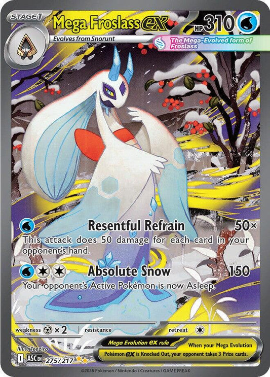 POKEMON MEGA FROSLASS EX 275 / 217 ASCENDED HEROES SIR SPECIAL ILLUSTRATION RARE HOLO - NEAR MINT (NM)