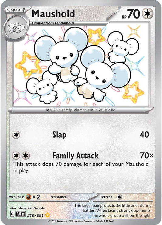 POKEMON MAUSHOLD 210/091 SHINY HOLO RARE PALDEAN FATES - NEAR MINT (NM)