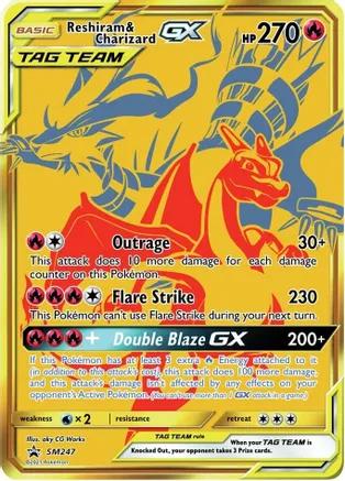 POKEMON RESHIRAM & CHARIZARD GX SM247 SM BLACK STAR PROMO HOLO TAG TEAM FULL ART - NEAR MINT (NM)