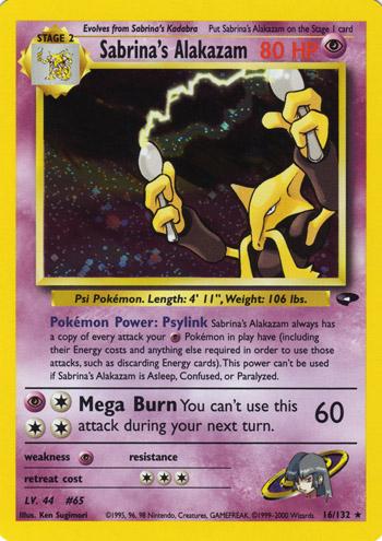 POKEMON SABRINA'S ALAKAZAM 16/132 GYM CHALLENGE UNLIMITED HOLO RARE WOTC - LIGHTLY PLAYED (LP)