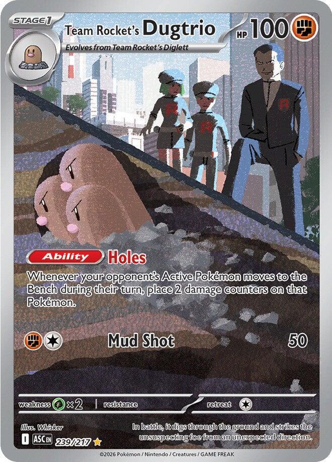 POKEMON TEAM ROCKET'S DUGTRIO 239 / 217 ASCENDED HEROES IR ILLUSTRATION RARE HOLO - NEAR MINT (NM)