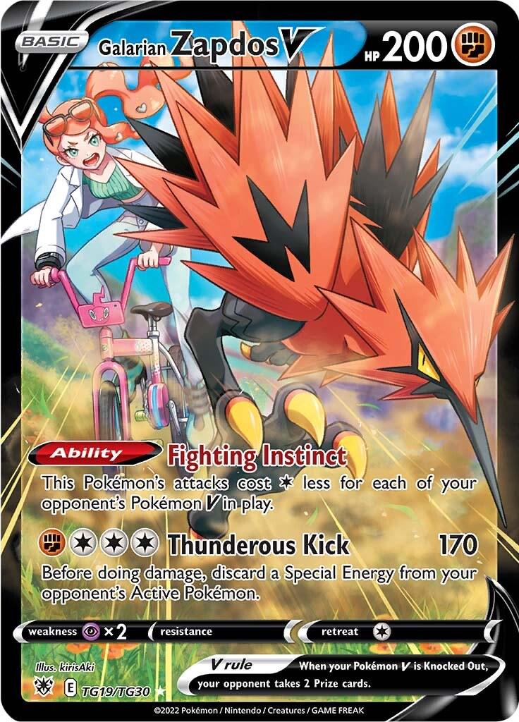 POKEMON GALARIAN ZAPDOS V TG19/TG30 ASTRAL RADIANCE TRAINER GALLERY HOLO - NEAR MINT (NM)