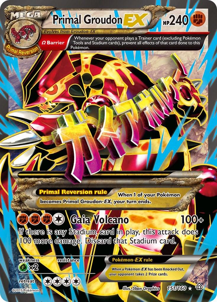 POKEMON MEGA PRIMAL GROUDON EX 151 / 160 FULL ART ULTRA RARE XY PRIMAL CLASH - HEAVILY PLAYED