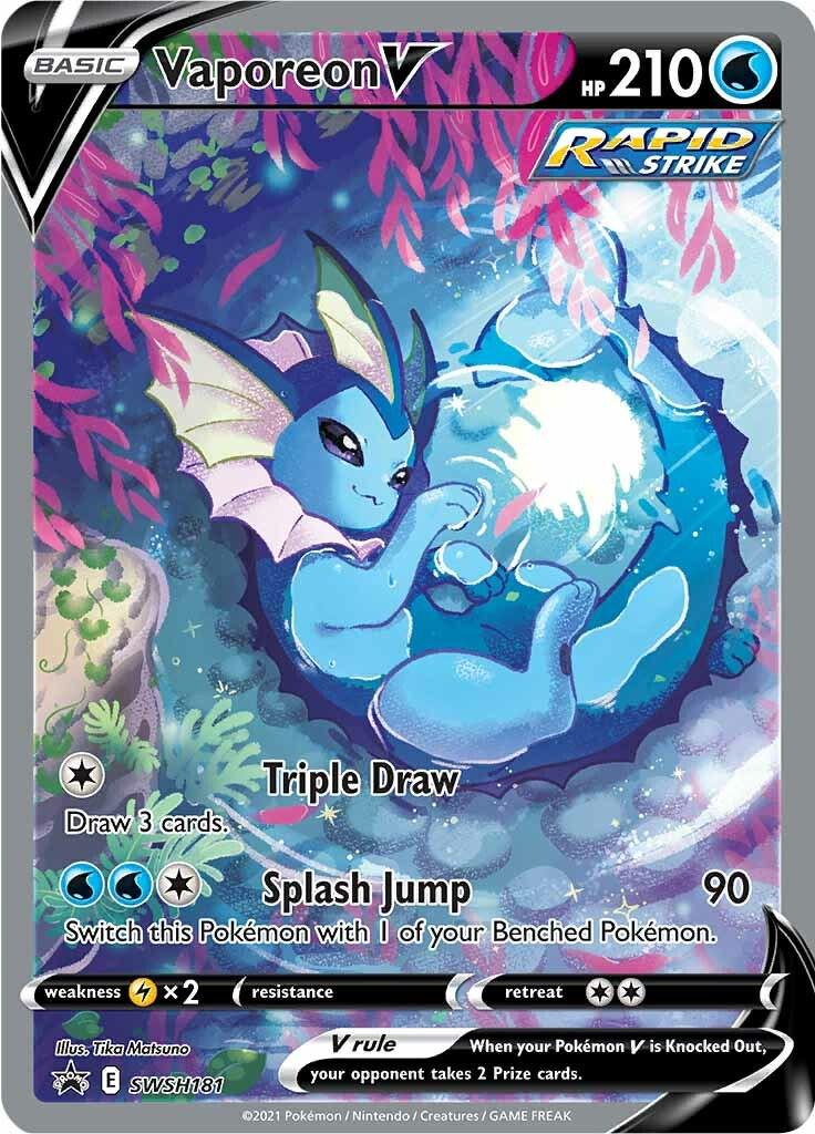 POKEMON VAPOREON V SWSH181 SWSH BLACK STAR PROMO HOLO - NEAR MINT (NM)