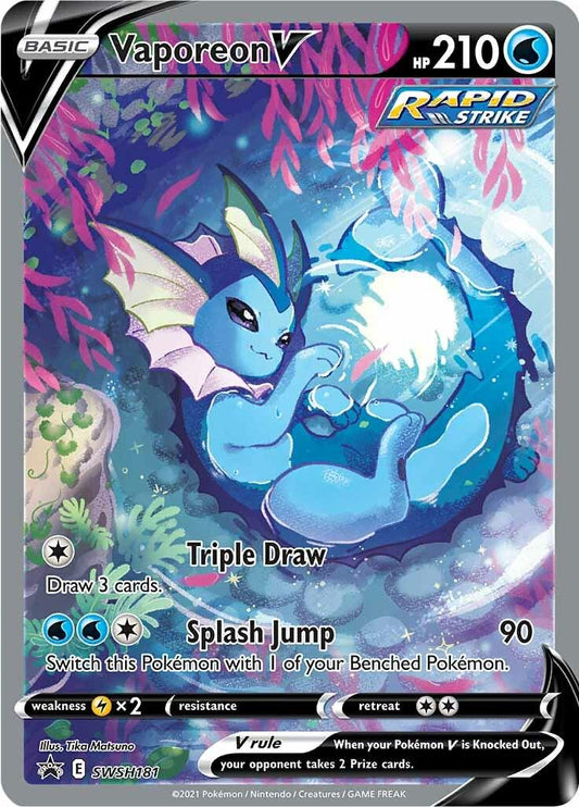 POKEMON VAPOREON V SWSH181 SWSH BLACK STAR PROMO HOLO - NEAR MINT (NM)