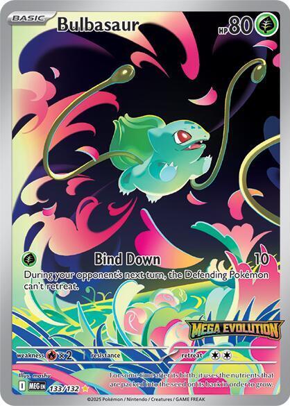 POKEMON BULBASAUR 133 / 132 MEGA EVOLUTION IR ILLUSTRATION RARE STAMPED PROMO - SEALED