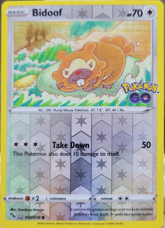 POKEMON BIDOOF (DITTO)  59 / 78 POKEMON GO UNPEELED DITTO REVERSE HOLO - NEAR MINT