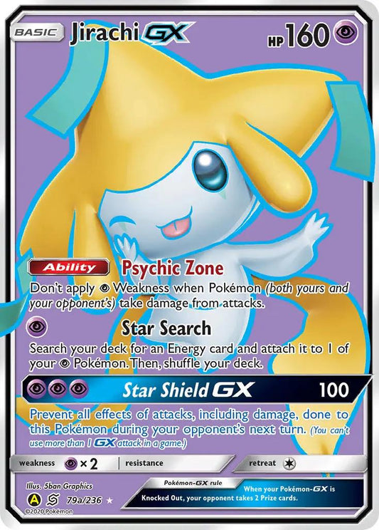 POKEMON JIRACHI GX 79A / 236 SM UNIFIED MINDS ALT FULL ART PROMO HOLO - NEAR MINT