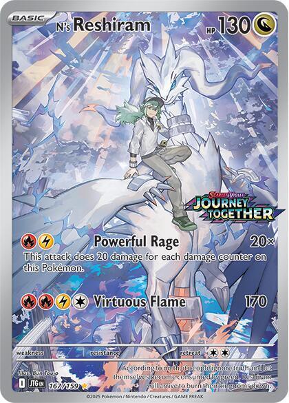 POKEMON N'S RESHIRAM 167 / 159 JOURNEY TOGETHER STAMPED PROMO HOLO - SEALED