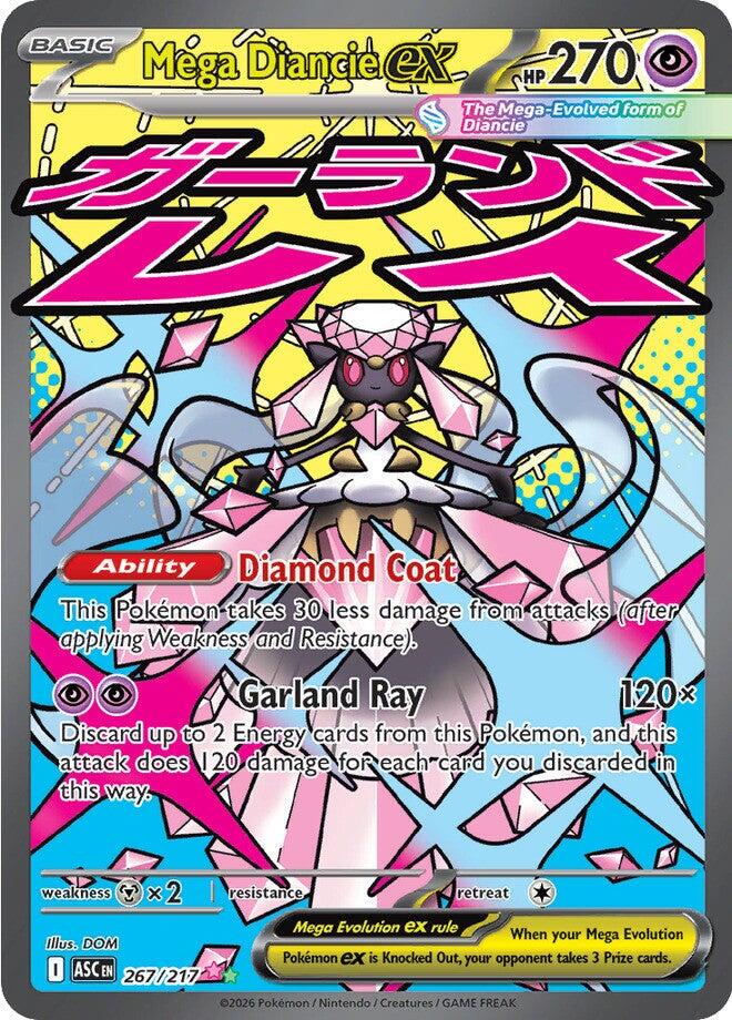 POKEMON MEGA DIANCIE EX 267 / 217 ASCENDED HEROES MEGA ATTACK RARE HOLO - NEAR MINT (NM)