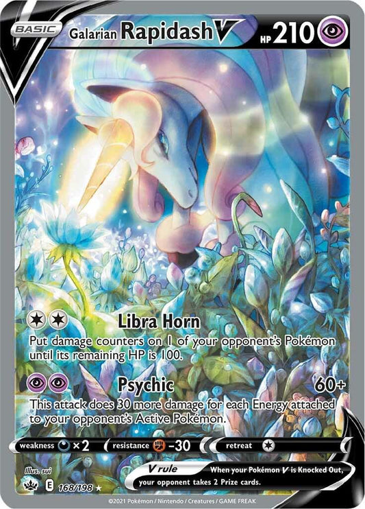 POKEMON GALARIAN RAPIDASH V 168 / 198 CHILLING REIGN ALTERNATE ART ULTRA RARE - NEAR MINT
