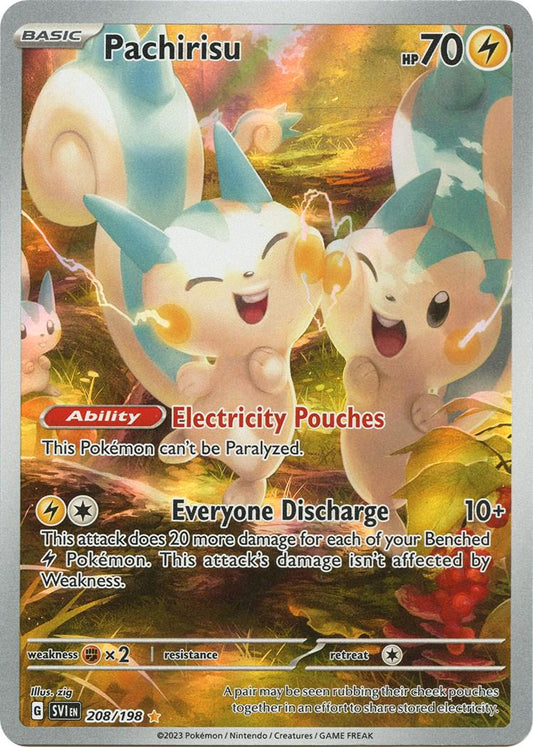 POKEMON PACHIRISU 208 / 198 SV01 SCARLET & VIOLET IR ILLUSTRATION RARE HOLO - NEAR MINT (NM)