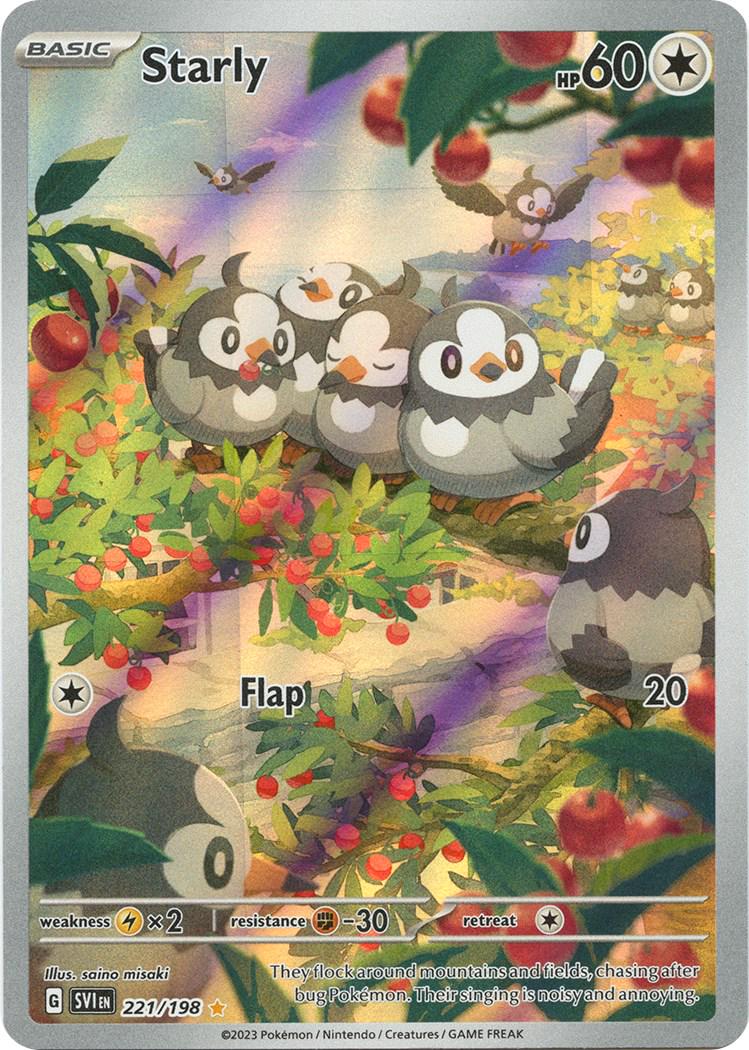 POKEMON STARLY 221 / 198 SCARLET & VIOLET SV01 IR ILLUSTRATION RARE HOLO - NEAR MINT (NM)