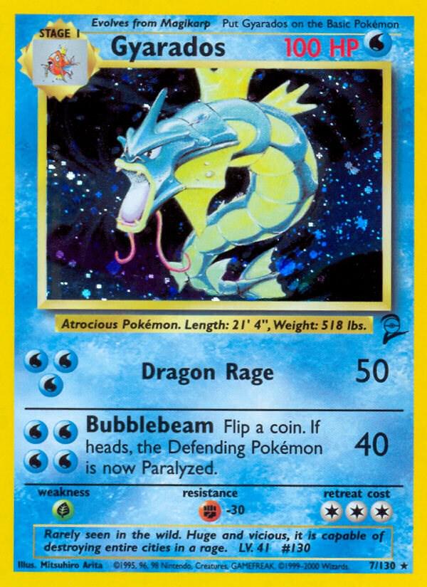 POKEMON GYARADOS 7/130 BASE SET 2 HOLO RARE WOTC - NEAR MINT (NM)