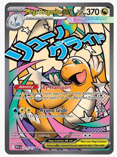 POKEMON MEGA DRAGONITE EX 271 / 217 ASCENDED HEROES MEGA ATTACK RARE - NEAR MINT