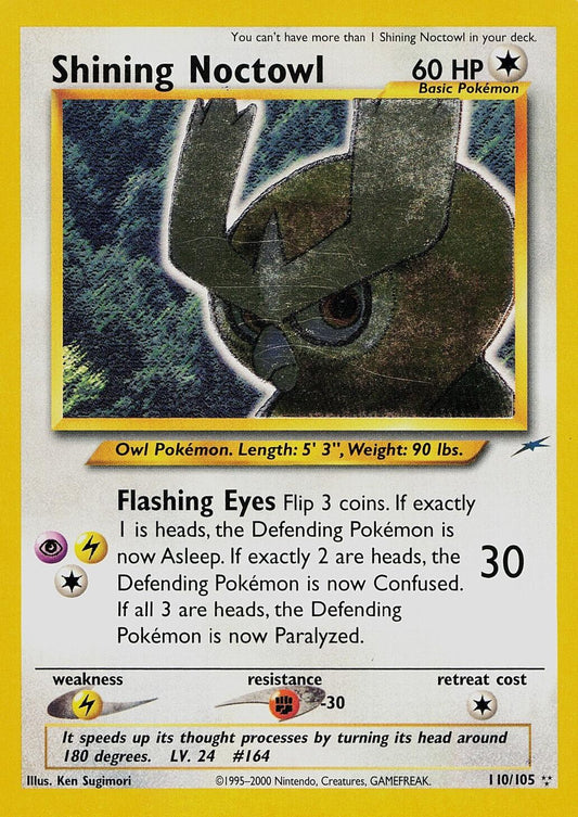 POKEMON SHINING NOCTOWL 110 / 105 NEO DESTINY HOLO SECRET RARE - MODERATELY PLAYED (MP)