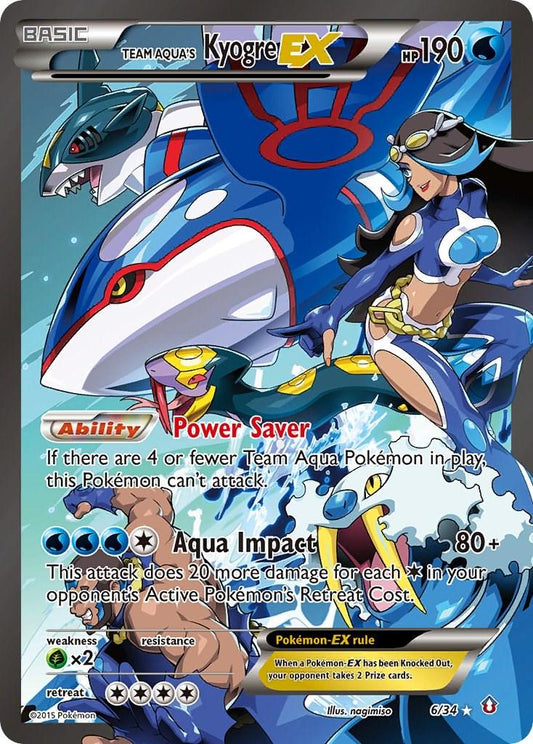 POKEMON TEAM AQUA'S KYOGRE EX 6 /34 ULTRA RARE HOLO DOUBLE CRISIS SINGLE - MODERATELY PLAYED