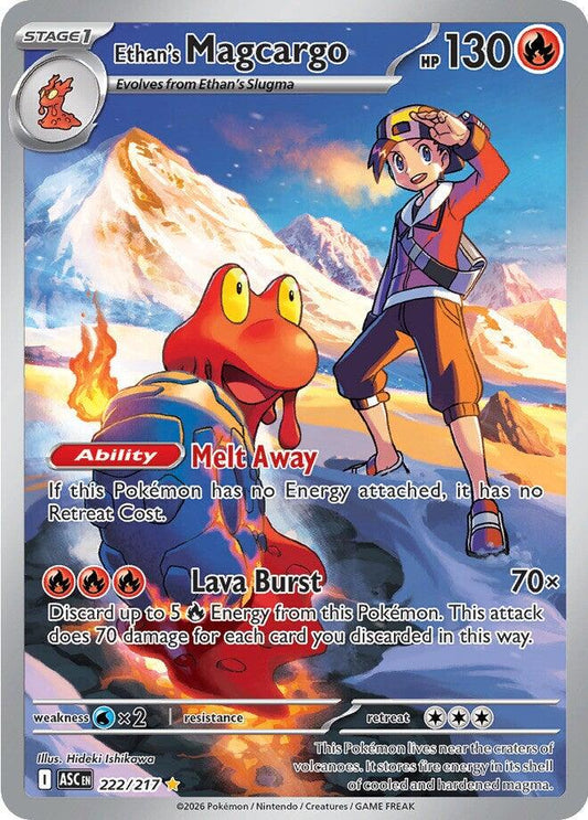 POKEMON ETHAN'S MAGCARGO 222 / 217 ASCENDED HEROES IR ILLUSTRATION RARE - NEAR MINT