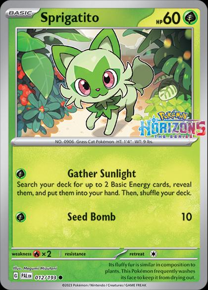 POKEMON SPRIGATITO 12 / 193 HORIZONS SERIES STAMPED PALDEA EVOLVED REV FOIL PROMO - NEAR MINT