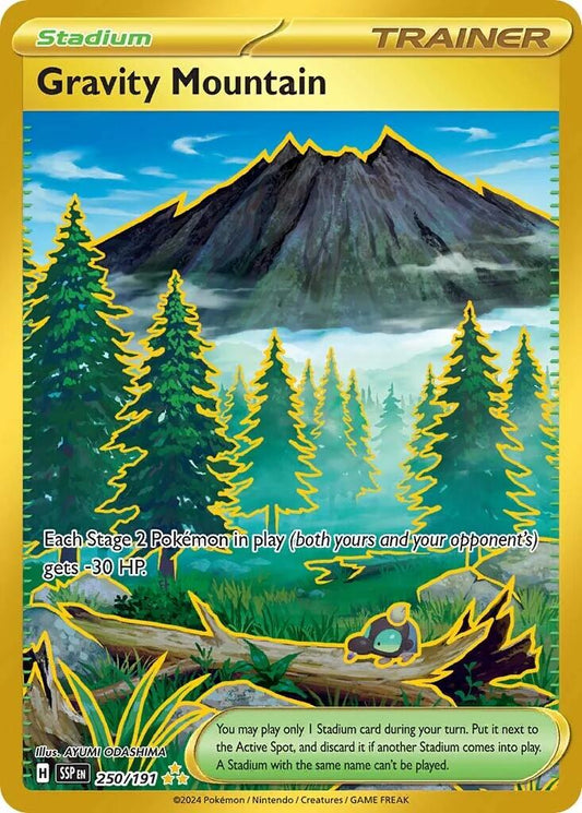 POKEMON GRAVITY MOUNTAIN 250 / 191 SURGING SPARKS SECRET RARE TRAINER GOLD - NEAR MINT