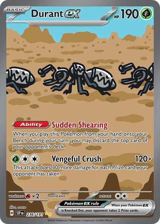 POKEMON DURANT EX 236 / 191 SIR SPECIAL ILLUSTRATION RARE SURGING SPARKS HOLO - NEAR MINT (NM)
