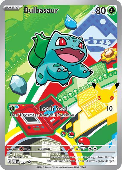 POKEMON BULBASAUR MEP 037 FIRST PARTNER ILLUSTRATION RARE BLACK STAR PROMO HOLO - NEAR MINT (NM)