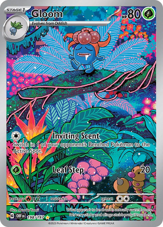 POKEMON GLOOM 198 / 197 OBSIDIAN FLAMES IR ILLUSTRATION RARE HOLO - NEAR MINT (NM)