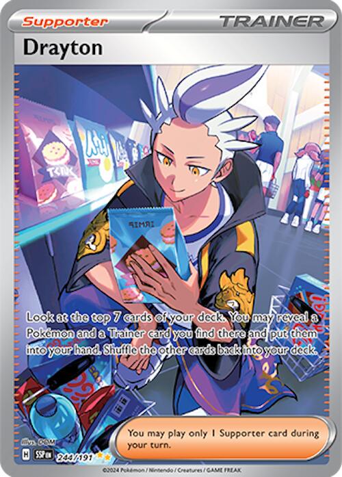 POKEMON DRAYTON 244 / 191 SURGING SPARKS SIR SPECIAL ILLUSTRATION RARE TRAINER - NEAR MINT