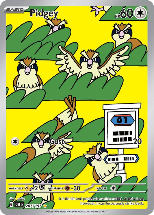 POKEMON PIDGEY 207 / 197 OBSIDIAN FLAMES IR ILLUSTRATION RARE HOLO - NEAR MINT (NM)
