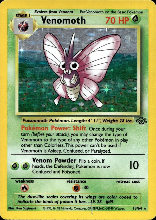 POKEMON VENOMOTH 13 / 64 1999 JUNGLE UNLIMITED HOLO RARE - LIGHTLY PLAYED (LP)