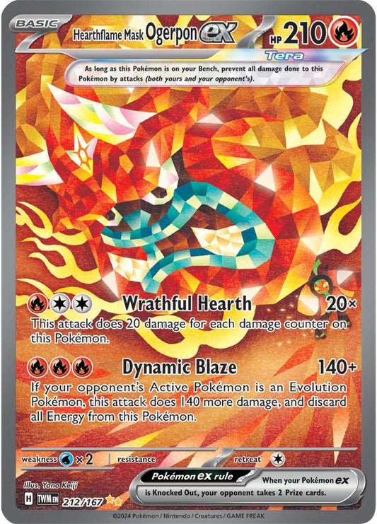POKEMON HEARTHFLAME MASK OGERPON EX 212 / 167 TWILIGHT MASQUERADE SIR SPECIAL ILLUSTRATION RARE - NEAR MINT