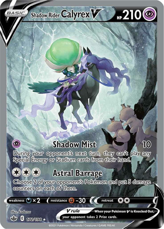 POKEMON SHADOW RIDER CALYREX V 172 / 198 CHILLING REIGN ALTERNATE ART ULTRA RARE - NEAR MINT
