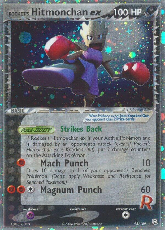 POKEMON ROCKET'S HITMONCHAN EX 98/109 EX TEAM ROCKET RETURNS ULTRA RARE HOLO - LIGHTLY PLAYED (LP)