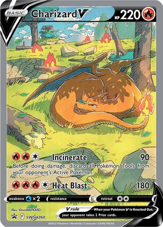 POKEMON CHARIZARD V SWSH260 SWSH BLACK STAR PROMO UPC FULL ART HOLO - NEAR MINT