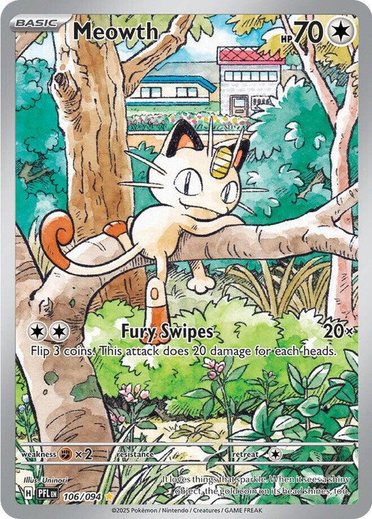 POKEMON MEOWTH 106 / 94 PHANTASMAL FLAMES IR ILLUSTRATION RARE - NEAR MINT
