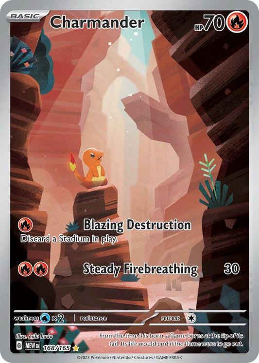 POKEMON CHARMANDER 168 / 165 MEW-EN 151 IR ILLUSTRATION RARE - LIGHTLY PLAYED