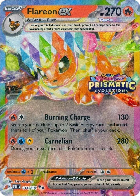 POKEMON FLAREON EX 014 / 131 PRISMATIC EVOLUTIONS STAMPED PROMO - SEALED