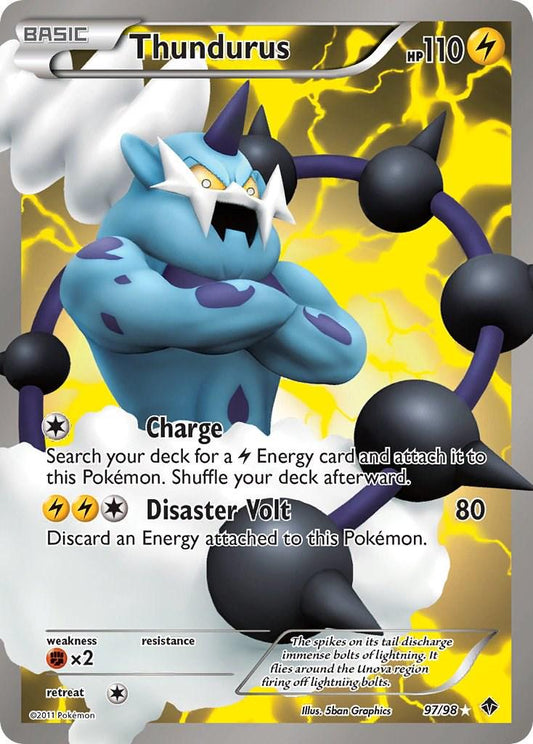 POKEMON THUNDURUS 97 / 98 BW EMERGING POWERS FULL ART ULTRA RARE- NEAR MINT