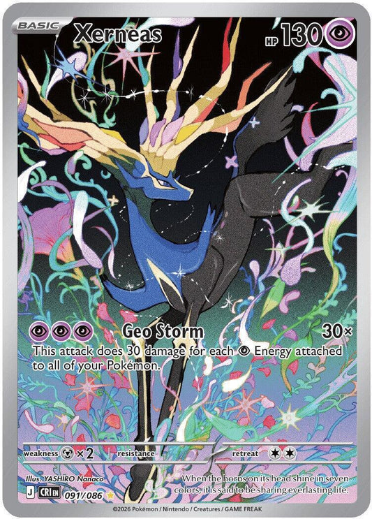 POKEMON XERNEAS 091 / 086 CHAOS RISING IR ILLUSTRATION RARE HOLO - NEAR MINT (NM)