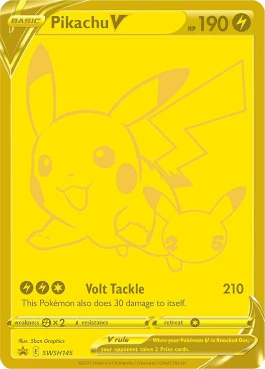 POKEMON PIKACHU V SWSH145 CELEBRATIONS BLACK STAR PROMO GOLD - SEALED