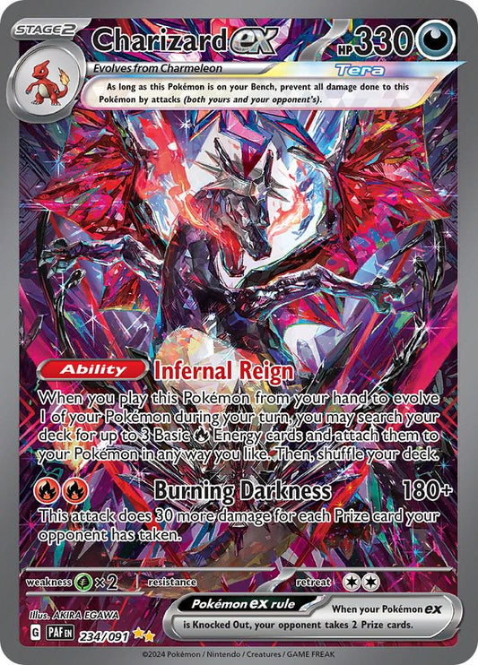 POKEMON CHARIZARD EX 234 / 91 SIR PALDEAN FATES SINGLE - NEAR MINT