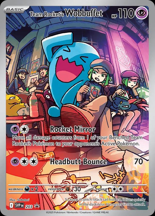 POKEMON TEAM ROCKET'S WOBBUFFET SVP 203 DESTINED RIVALS BLACK STAR PROMO - NEAR MINT