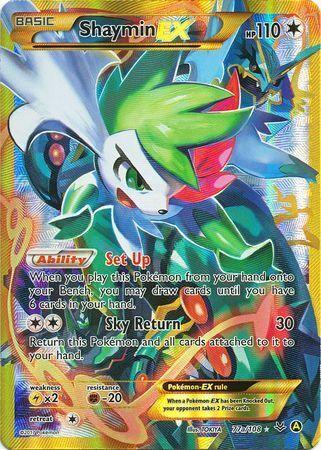 POKEMON SHAYMIN EX 77A / 108 ALT ART FULL ART XY ROARING SKIES - NEAR MINT