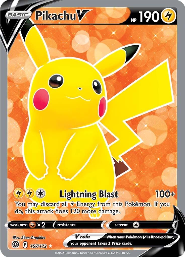 POKEMON PIKACHU V 157/172 SWSH BRILLIANT STARS FULL ART ULTRA RARE HOLO - NEAR MINT (NM)