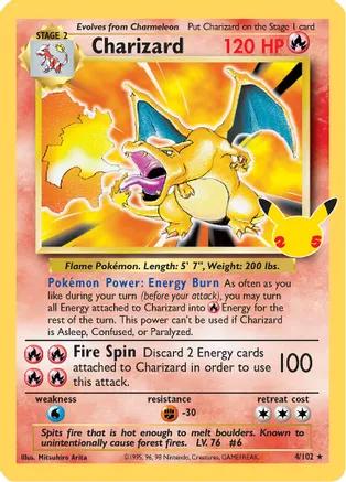 POKEMON CHARIZARD 4 / 102 CELEBRATIONS CLASSIC COLLECTION HOLO - NEAR MINT