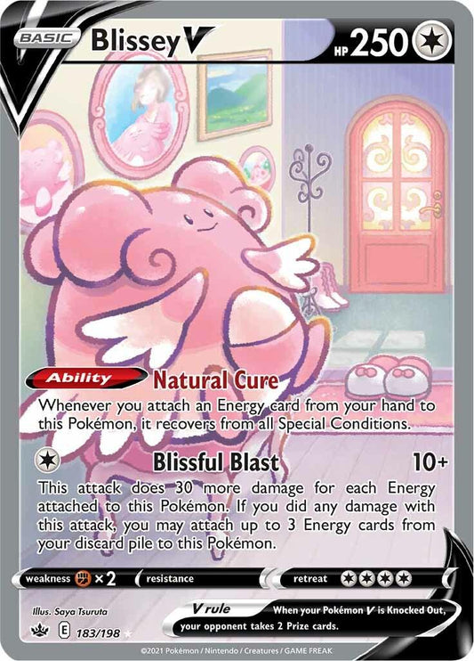 POKEMON BLISSEY V 183 / 198 CHILLING REIGN ALTERNATE ART ULTRA RARE HOLO - NEAR MINT (NM)