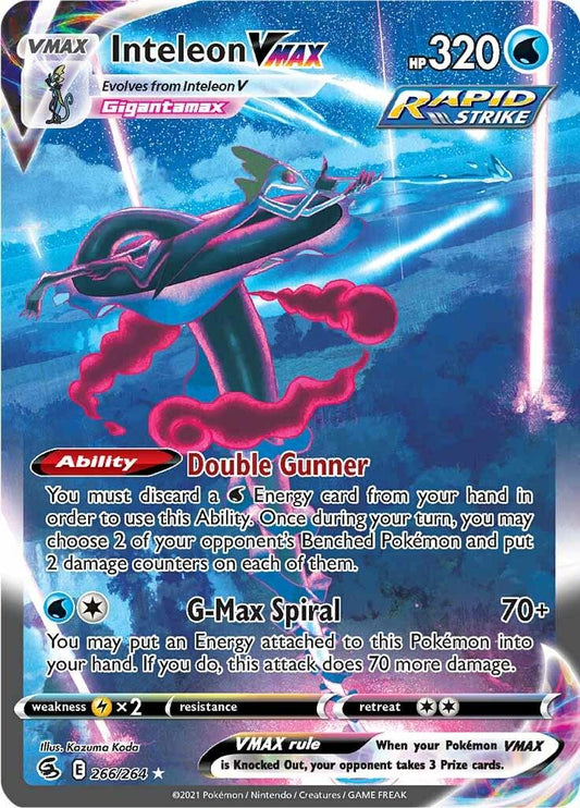 POKEMON INTELEON VMAX 266 / 264 SWSH FUSION STRIKE ALTERNATE FULL ART SECRET RARE HOLO - NEAR MINT (NM)